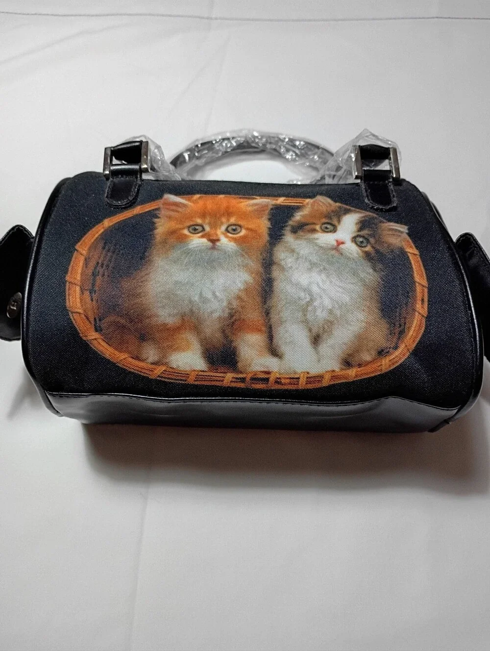 Cats in Basket Pet Tote Bag - Black